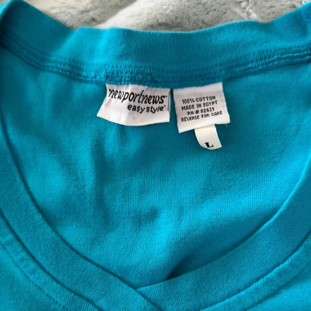 Newport News Blue Cap Sleeve Top Size L - Picture 4 of 10